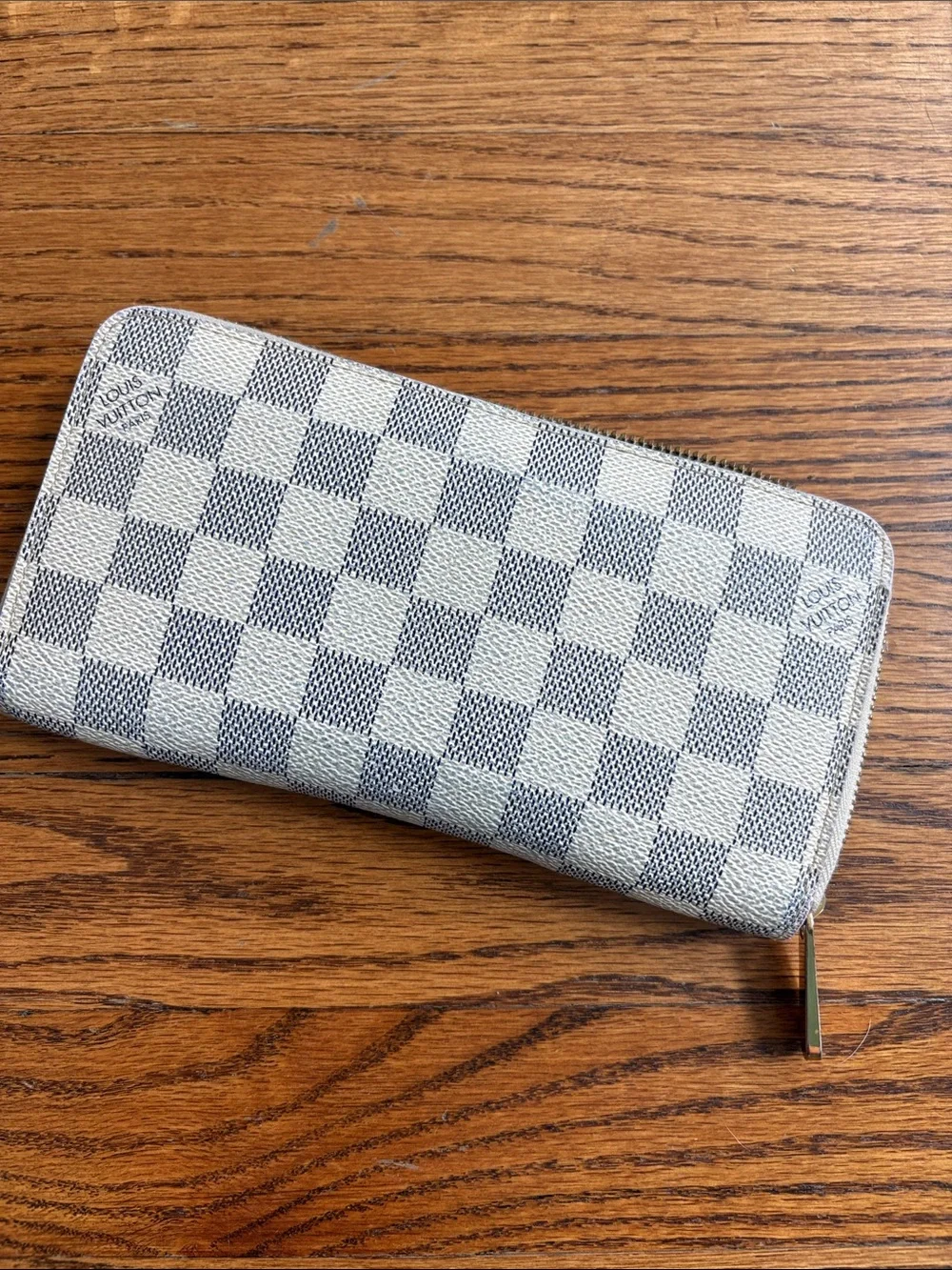 Louis Vuitton Damier Azur Zip Around Wallet - White & Gray